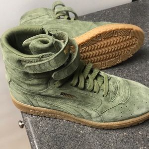 Green Puma suede high-tops
